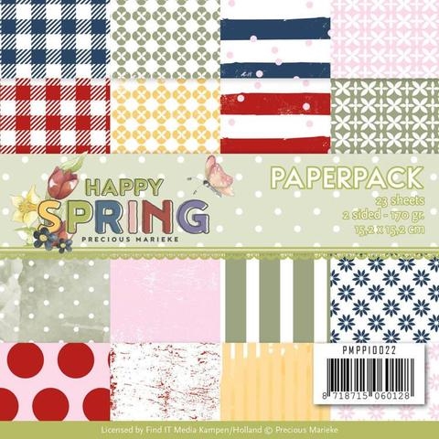  Precious Marieke papirblok Happy Spring 15,2x15,2cm 23 stk 2 sidet 170g